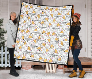 Greyhound Pattern Print Design 03 Premium Quilt