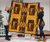 Egypt Hieroglyphics Pattern Print Design 05 Premium Quilt