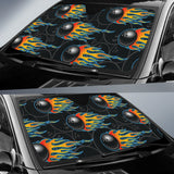 Bowling Balls Flame Pattern Car Sun Shade