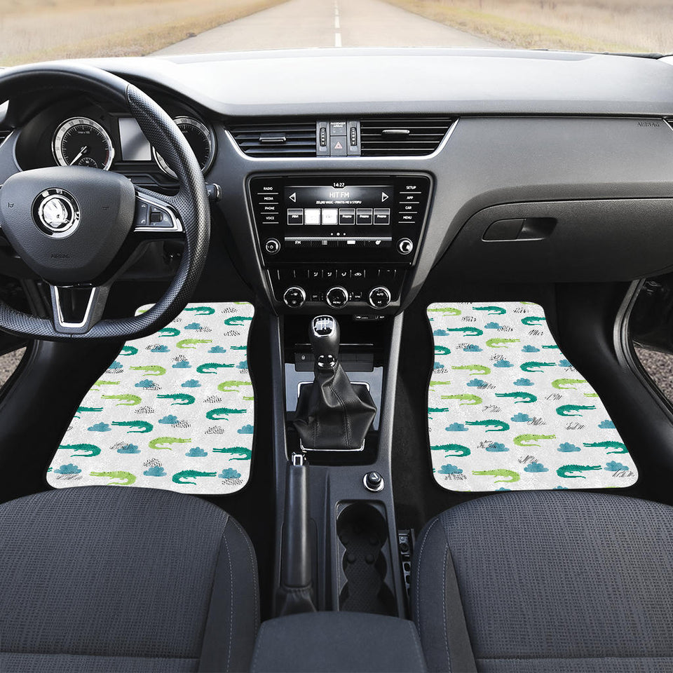 Watercolor Crocodile Pattern Front Car Mats