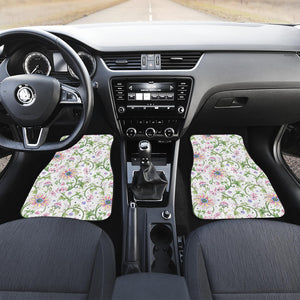 Beautiful Pink Lotus Waterlily Leaves Pattern Front Car Mats