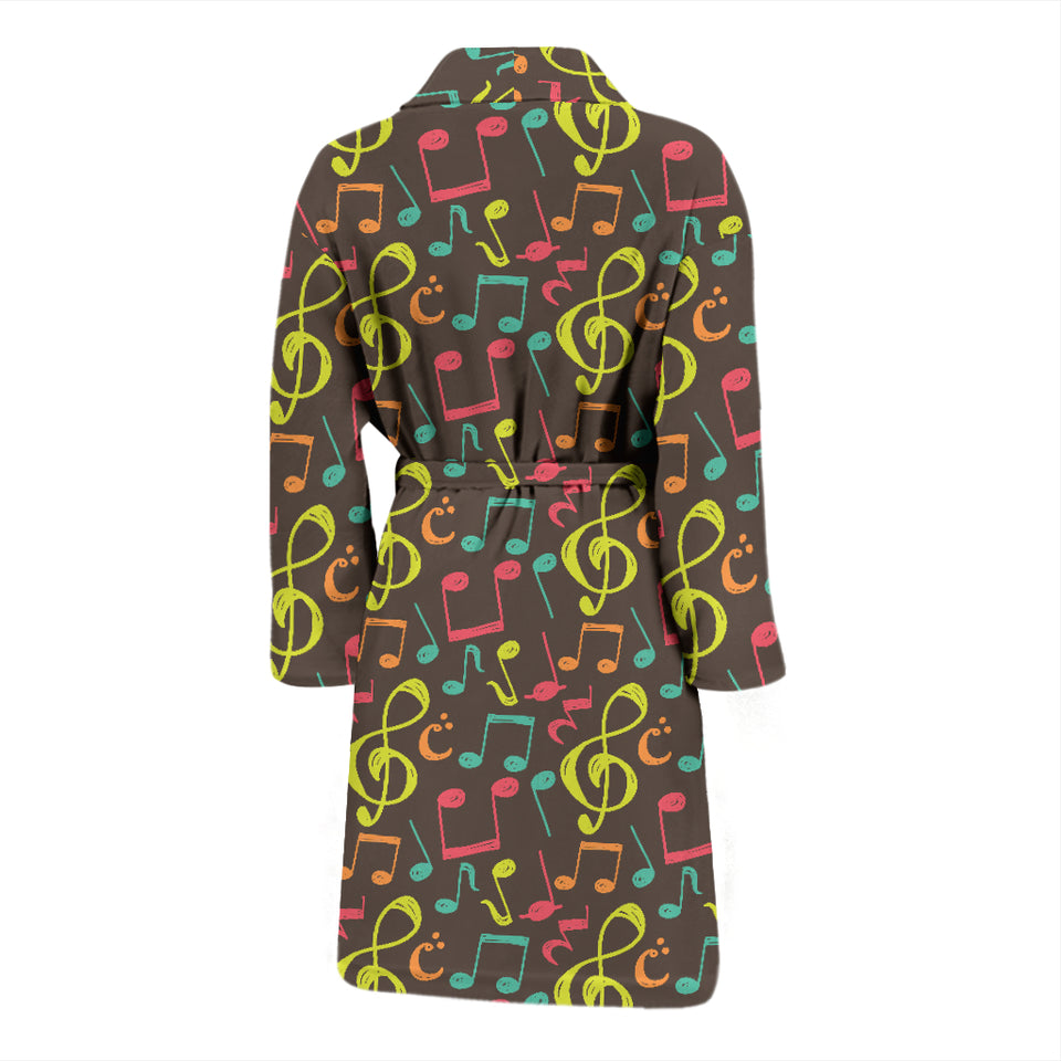 Music Notes Pattern Print Design 05 Men's Bathrobe