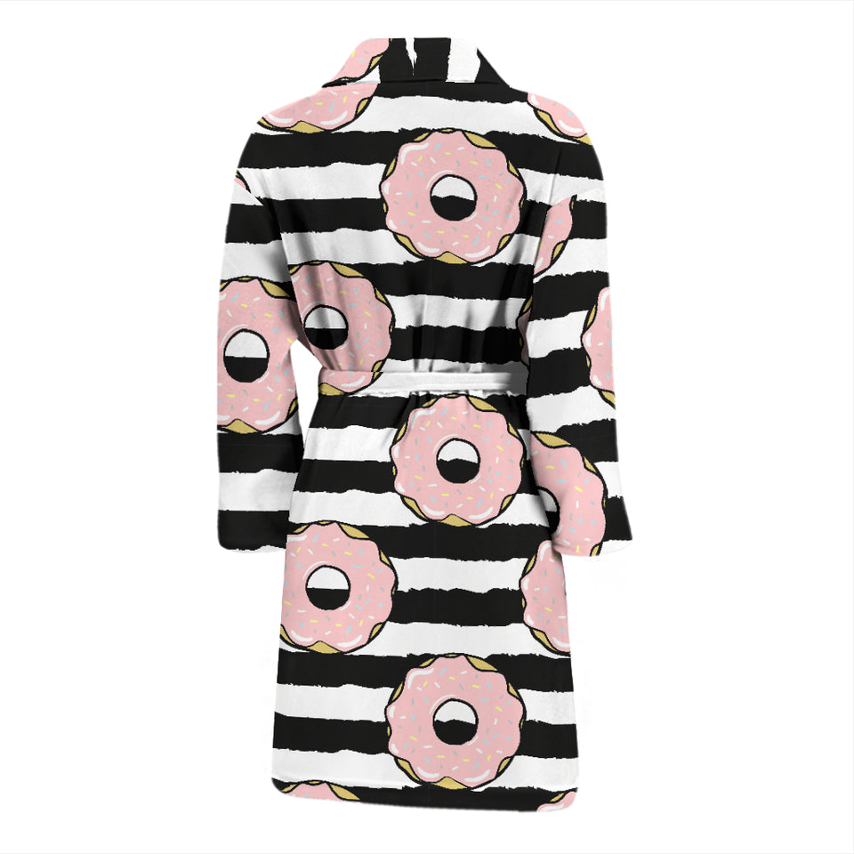 Donuts Pink Icing Striped Pattern Men'S Bathrobe