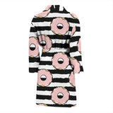Donuts Pink Icing Striped Pattern Men'S Bathrobe