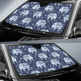 Elephant Tribal Design Pattern Car Sun Shade