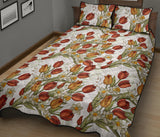 Red tulips and daffodils pattern Quilt Bed Set