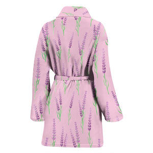 Lavender Pattern Pink Background Women'S Bathrobe