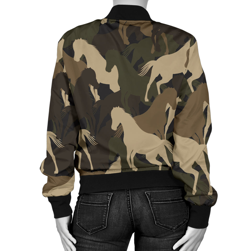 Horse Camo Camouflage Pattern Women'S Bomber Jacket