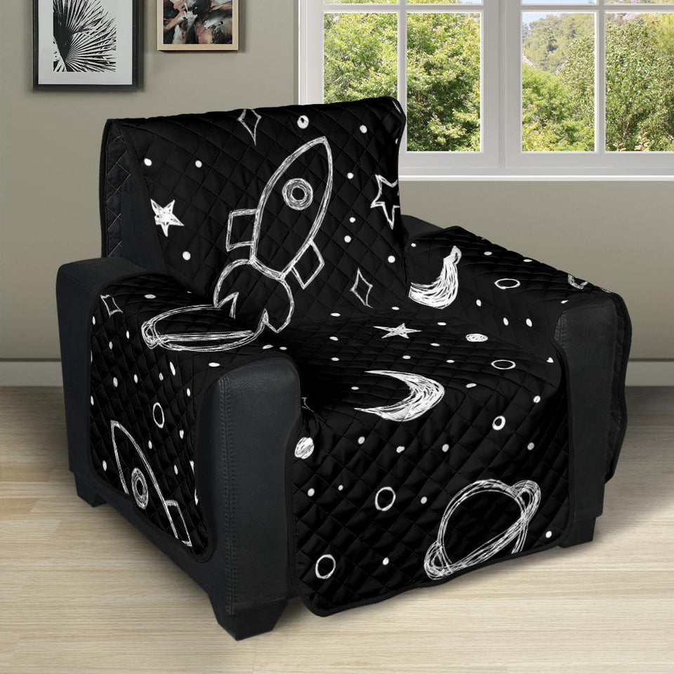 Hand drawn space rocket star planet Recliner Cover Protector