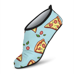 Hand Drawn Pizza Blue Background Aqua Shoes