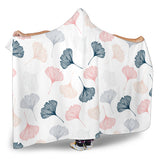 Black Gray Cream Coral Ginkgo Leaves Pattern Hooded Blanket