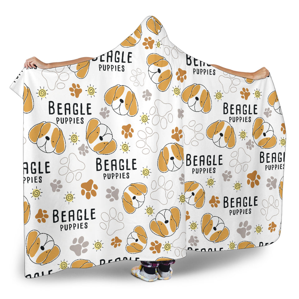 Cute Beagle Dog Pattern Background Hooded Blanket