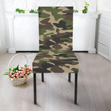 Dark Green Camo Camouflage Pattern Dining Chair Slipcover