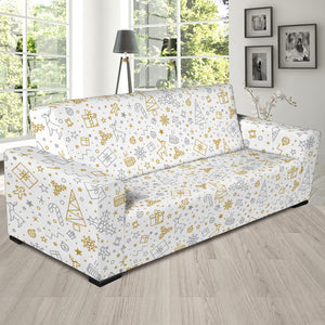 Christmas Tree Christmas Element Silver Gold Pattern Sofa Slipcover