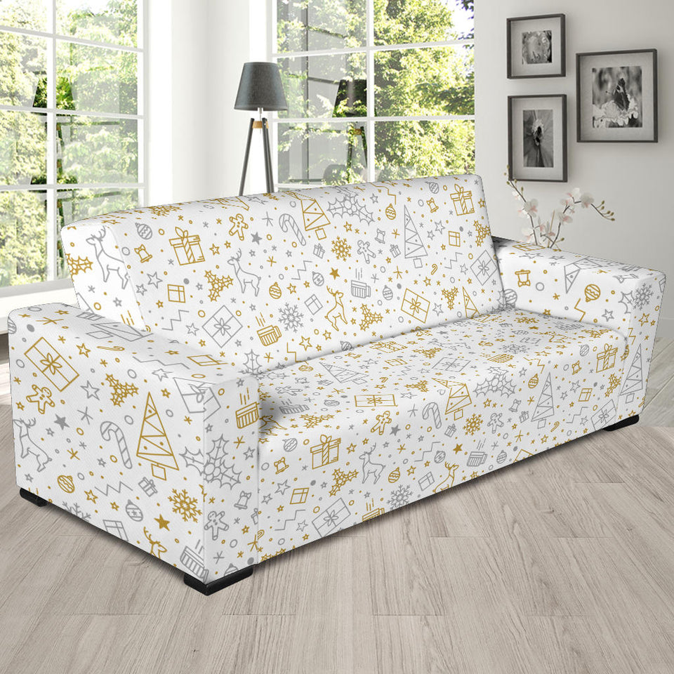 Christmas Tree Christmas Element Silver Gold Pattern Sofa Slipcover