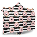 Donuts Pink Icing Striped Pattern Hooded Blanket