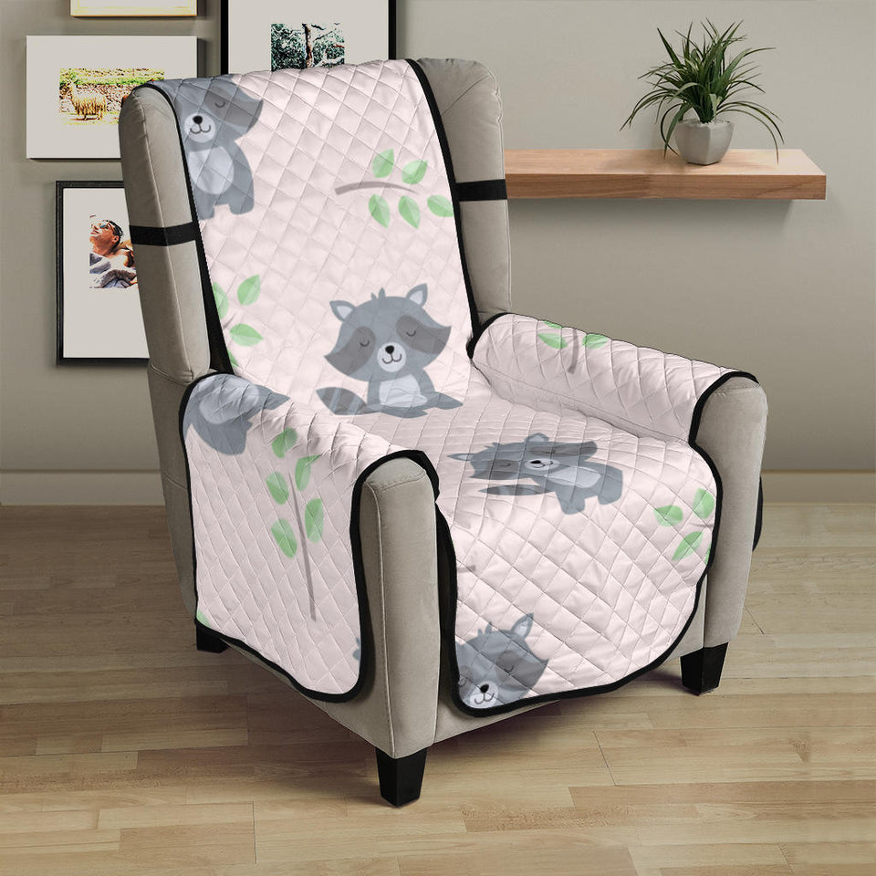 cute raccoons leaves pattern Chair Cover Protector