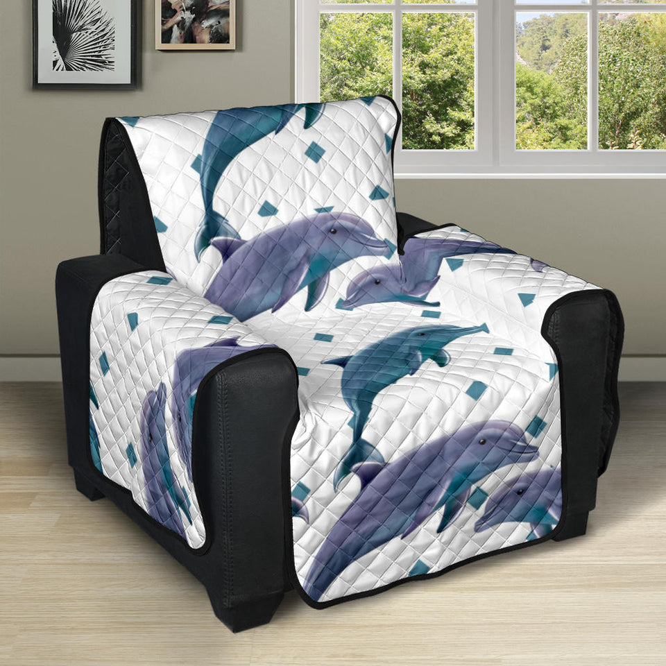 Dolphins pattern dotted background Recliner Cover Protector