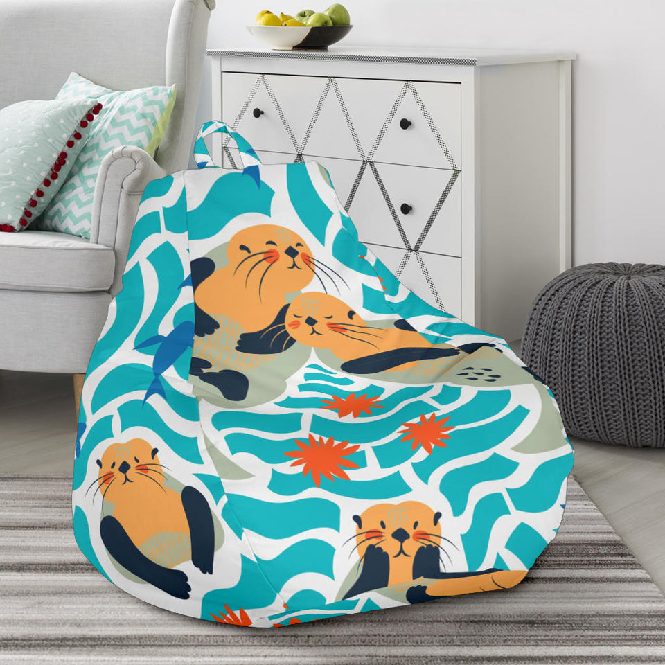 Cute Sea Otters Fishe Sea Urchin Pattern Bean Bag Cover
