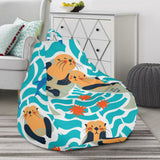 Cute Sea Otters Fishe Sea Urchin Pattern Bean Bag Cover