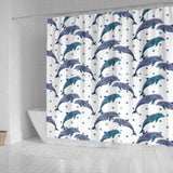 Dolphins Pattern Dotted Background Shower Curtain Fulfilled In US