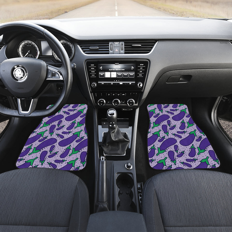 Eggplant Pattern Print Design 03 Front and Back Car Mats