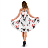 Cool Rooster Chicken Cock Floral Ornament Background Sleeveless Midi Dress
