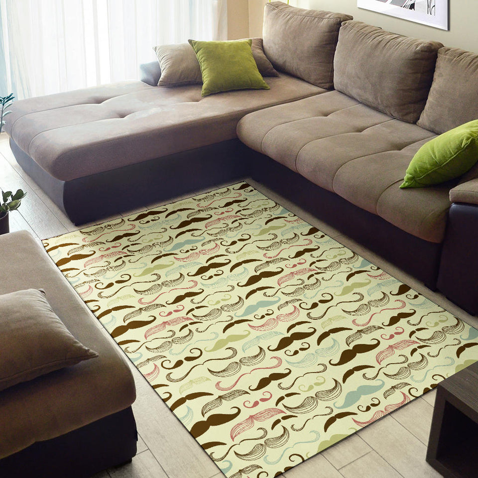 Mustache Beard Pattern Print Design 01 Area Rug