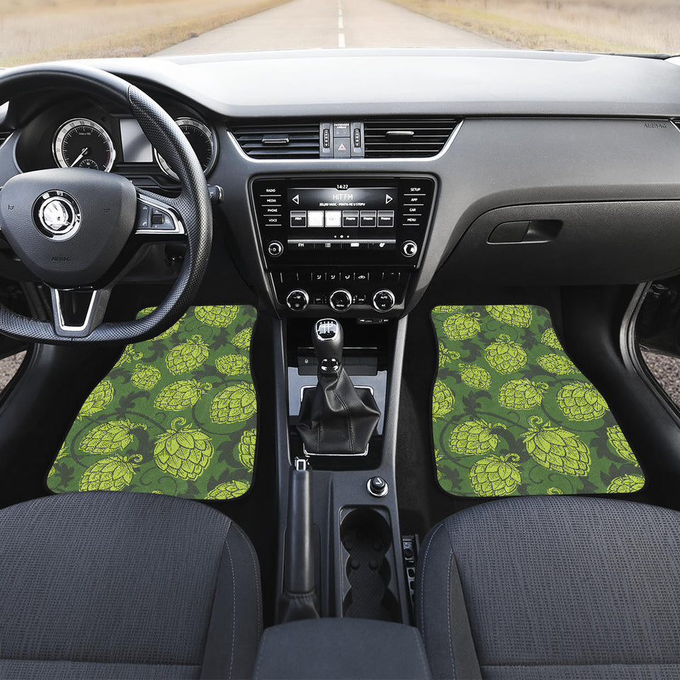 Hop Pattern Hop Cone Background Front And Back Car Mats