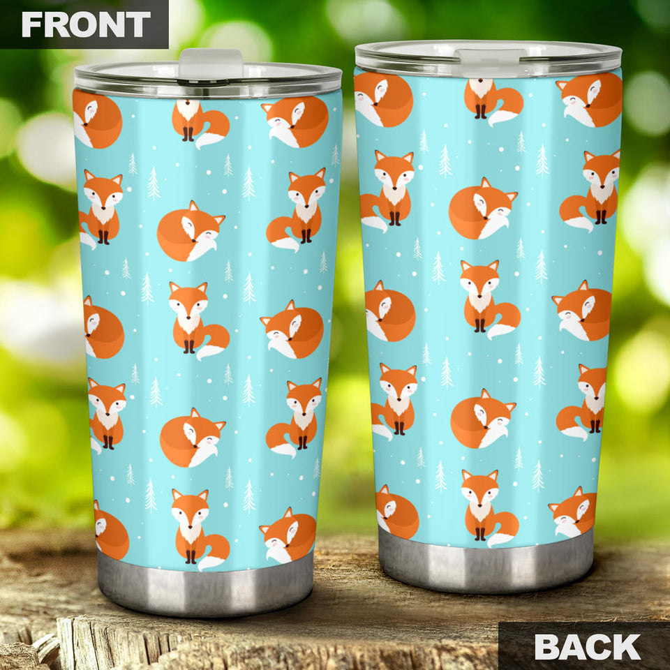 Fox Pattern Blue B Ackground Tumbler