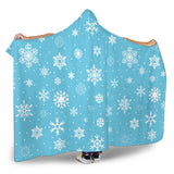 Snowflake Pattern Blue Background Hooded Blanket