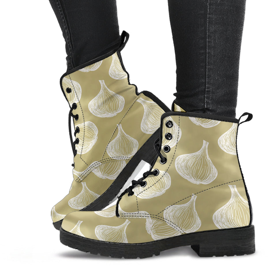 Garlic Design Pattern Leather Boots