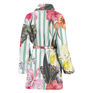 Colorful Orchid Flower Pattern Women'S Bathrobe