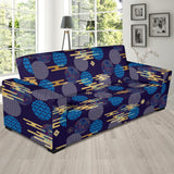 Blue Japanese Pattern Cloud Wave Flower Sofa Slipcover