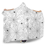 Spider Web Cobweb Pattern White Background Hooded Blanket