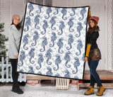 Seahorse Pattern Background Premium Quilt