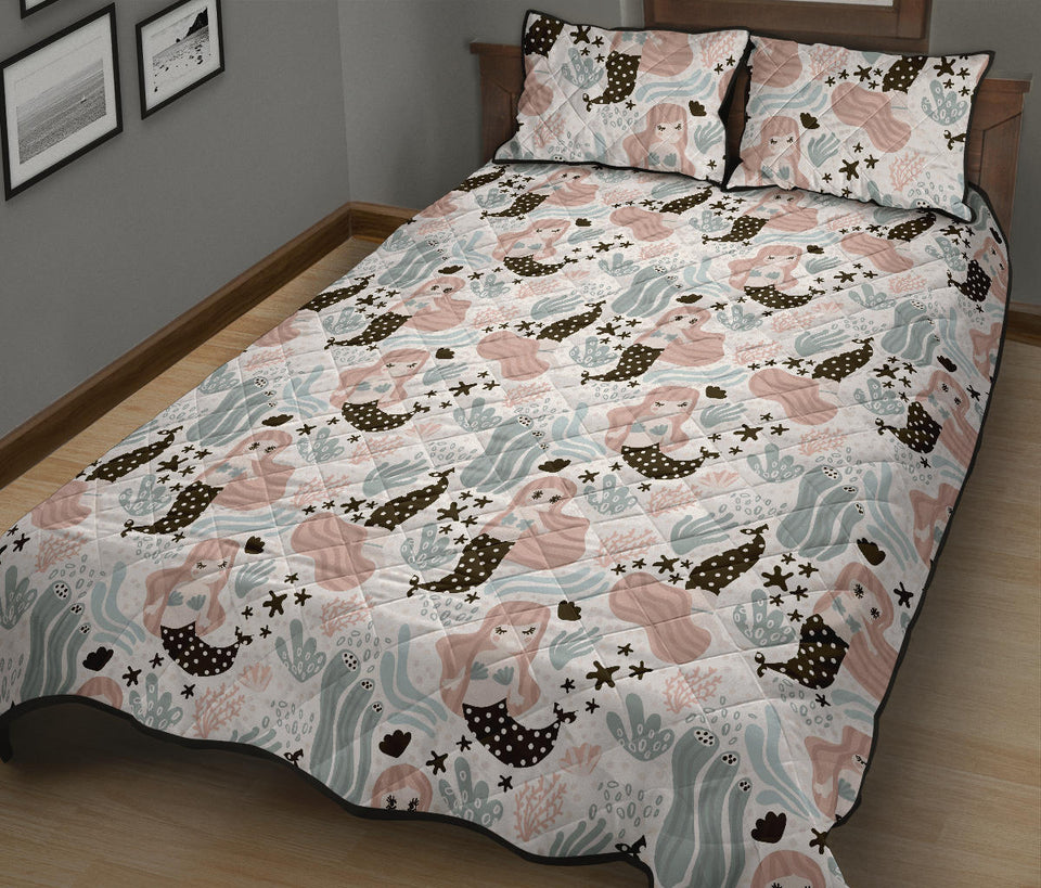 cute mermaid pattern Quilt Bed Set