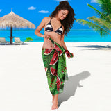 Watermelons Tropical Palm Leaves Pattern Background Sarong