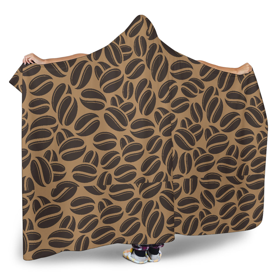 Coffee Bean On Brown Background Hooded Blanket