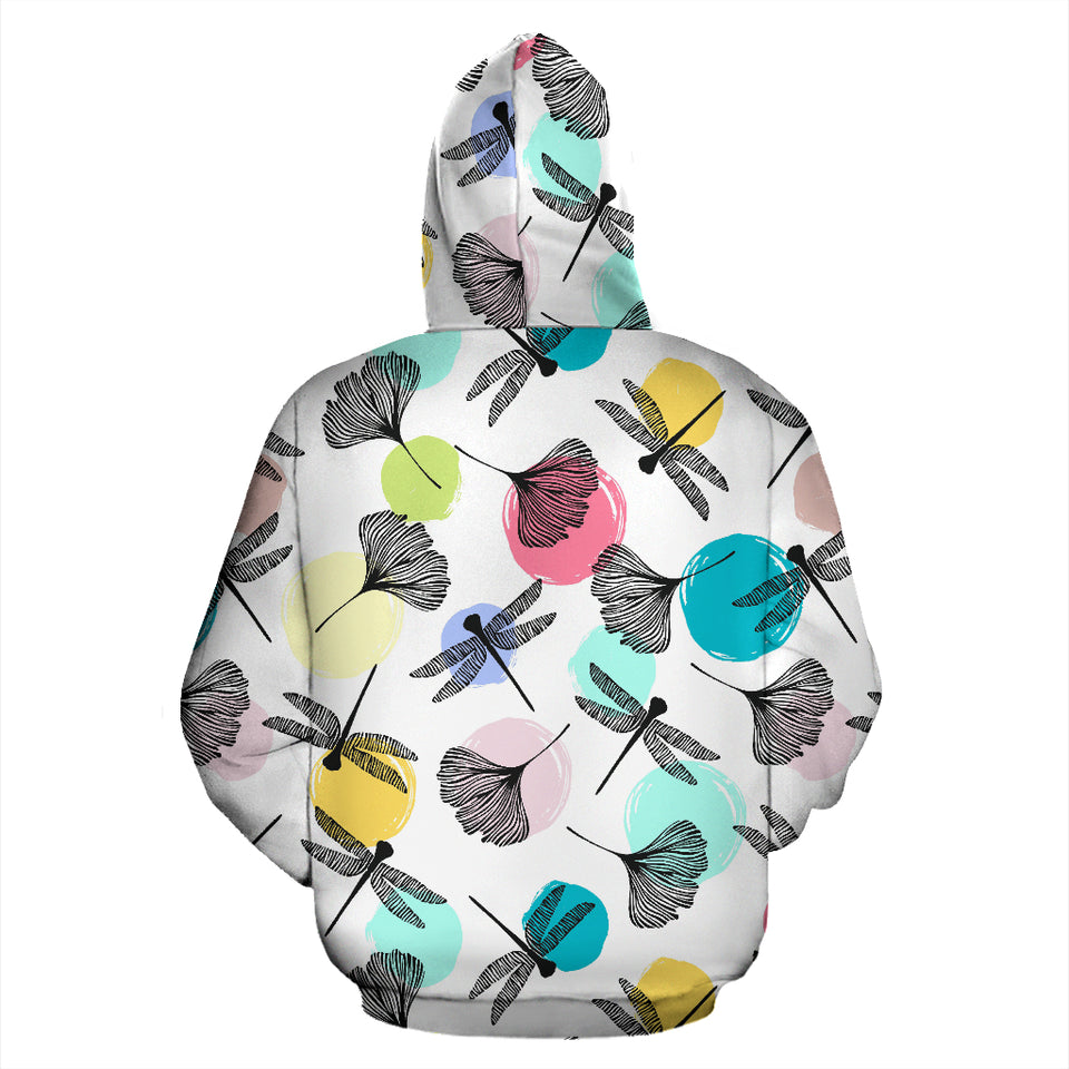 Dragonflies Ginkgo Leaves Pattern Zip Up Hoodie