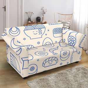 Cute Sushi Icon Pattern Loveseat Couch Slipcover