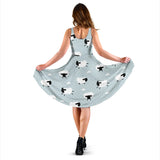Sheep Polka Dot Cloud Pattern Sleeveless Midi Dress