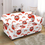 Daruma Japanese Wooden Doll Design Pattern Loveseat Couch Slipcover