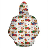 Corgi Christmas Pattern Zip Up Hoodie