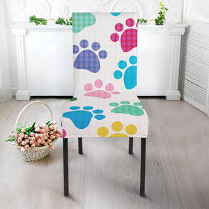 Dog Paws Pattern Print Design 01 Dining Chair Slipcover
