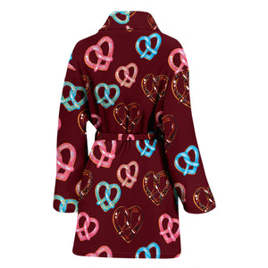 Pretzels Pattern Print Design 05 Women's Bathrobe