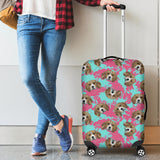 Beagle Muzzles Turquoise Paint Splashes Pink Pattern Luggage Covers