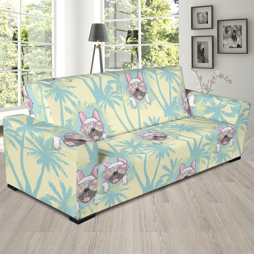 French Bulldog Hawaii Blackground Sofa Slipcover