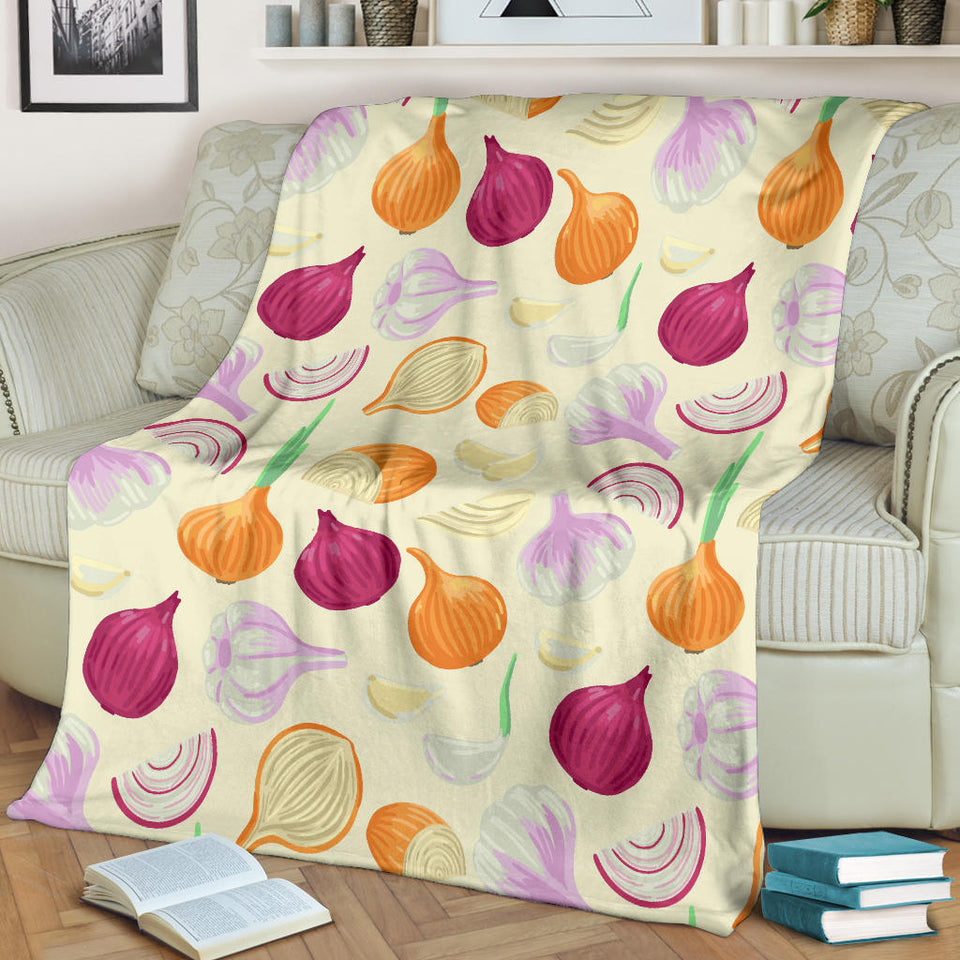 Onion Garlic White Red Pattern Premium Blanket