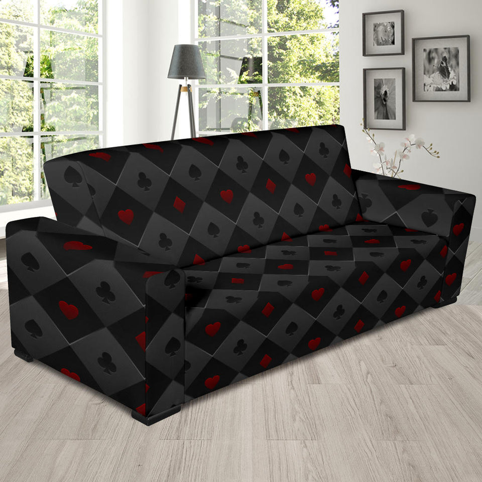 Casino Cards Suits Pattern Print Design 05 Sofa Slipcover
